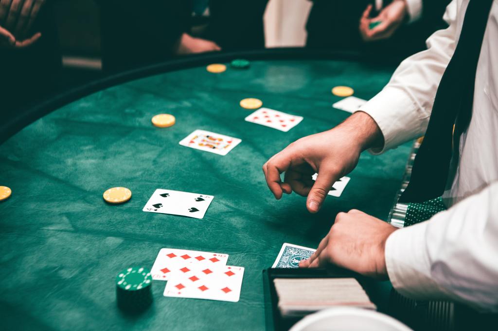 a game of blackjack is being played